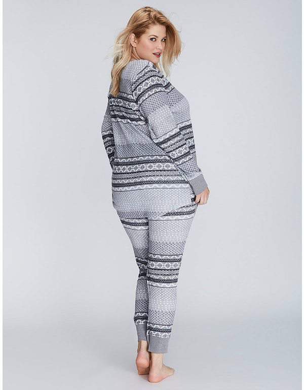 Fair Isle Thermal Long-Sleeve Tee & Legging Plus Size PJ Set