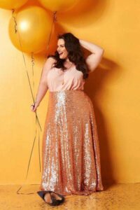 Society plus rose gold sequin maxi skirt