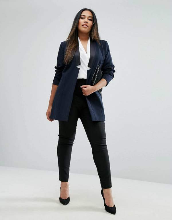 Plus Size Workwear Refresh: 7 Pieces to Update Your Look Right Now-ASOS CURVE Longline Tux Jacket