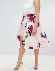 Coast Plus Size Toulouse Floral Printed Overlay Hem Midi Skirt