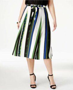 NY Collection Striped Midi Skirt