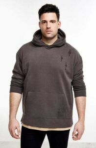 River Island Launches Big & Tall Mens- Big & Tall grey distressed hoodie