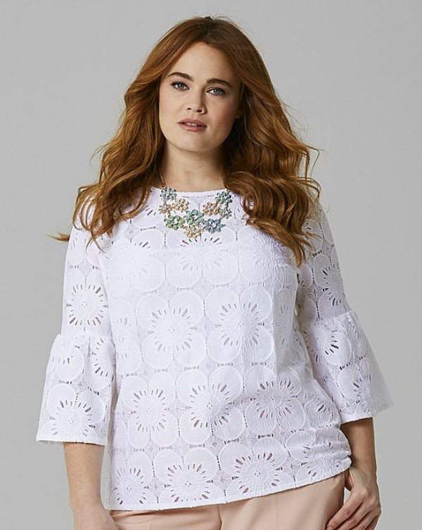 Spring Trends We Love From SimplyBe- Plus Size LACE TOP WITH BELL SLEEVE