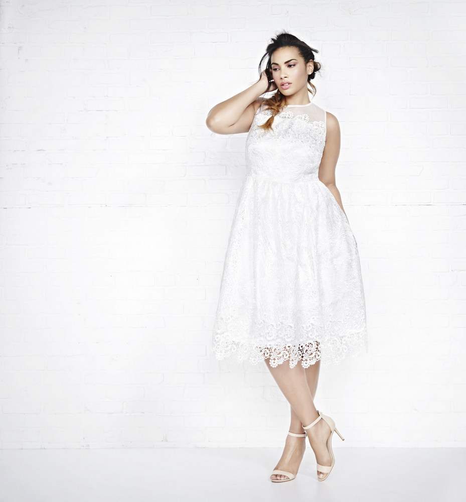 Addition Elle Violets & Roses Fit & Flare Midi Plus Size Wedding Dress