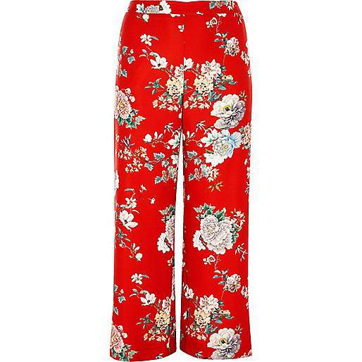 7 stylish plus size spring must-haves from River Island-Red Floral Print Wide Leg Pants