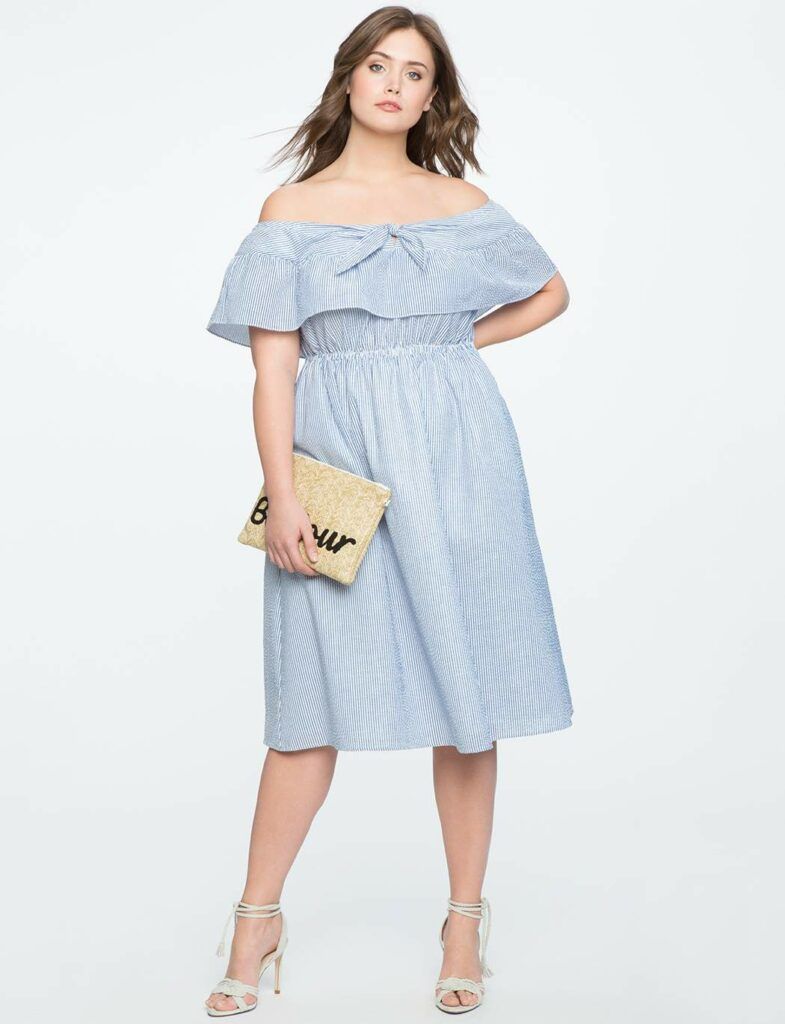 Off-the-Shoulder A-Line Dress With Ruffles Papaya main image 1