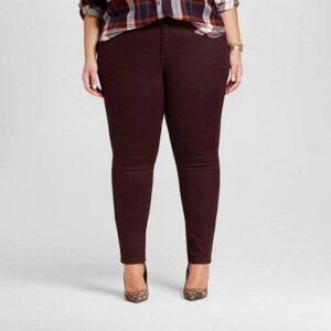 Women's Plus Size Skinny Jeans Burgundy - Ava & Viv