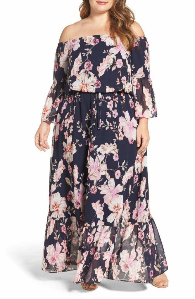 Oversized Bell Sleeve Floral Lace Maxi Dress