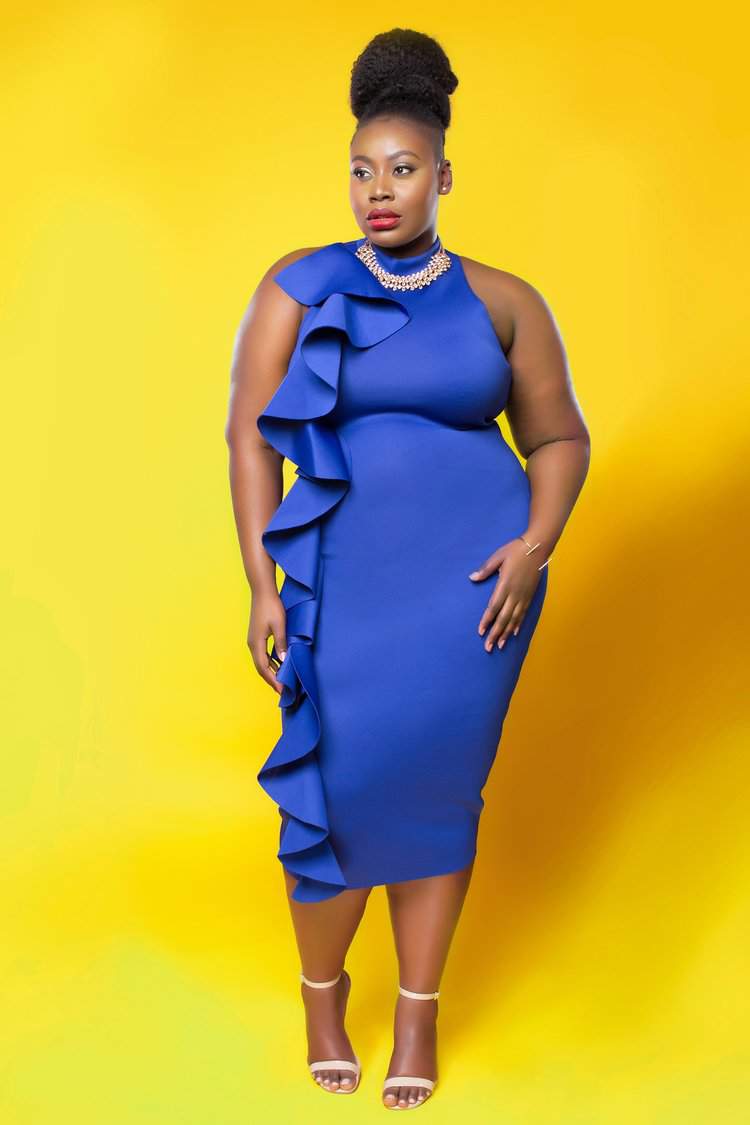 Plus Size Brand Love Creed, royal blue, midi dress. flaunt your curves, plus size fashion, statement piece