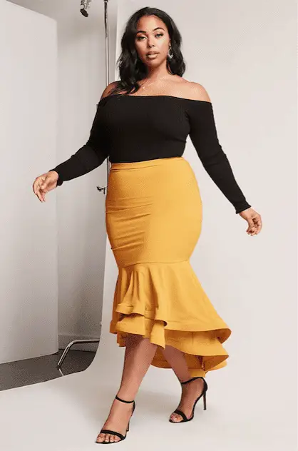 Plus size trends, plus size midi skirt, plus size retailers, plus size online retailers, plus size shopping, forever 21