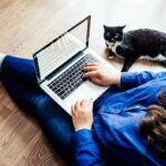 Plus size woman on a computer