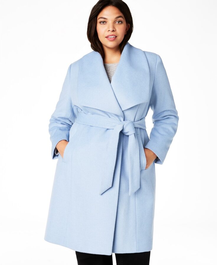 Cole Haan Plus Size Belted Wool Wrap Coat