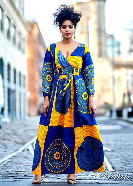 D'iyanu Genet African Print Faux Wrap Maxi Dress