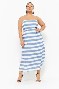 Plus Size ETA Striped Tube Dress