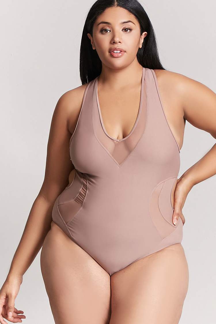 buy plus size graphic fitted one piece swimsuit