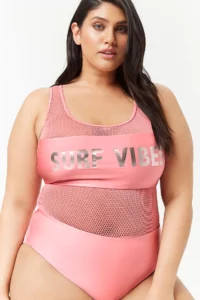Plus Size Surf Vibes Graphic One Piece Swimsuit