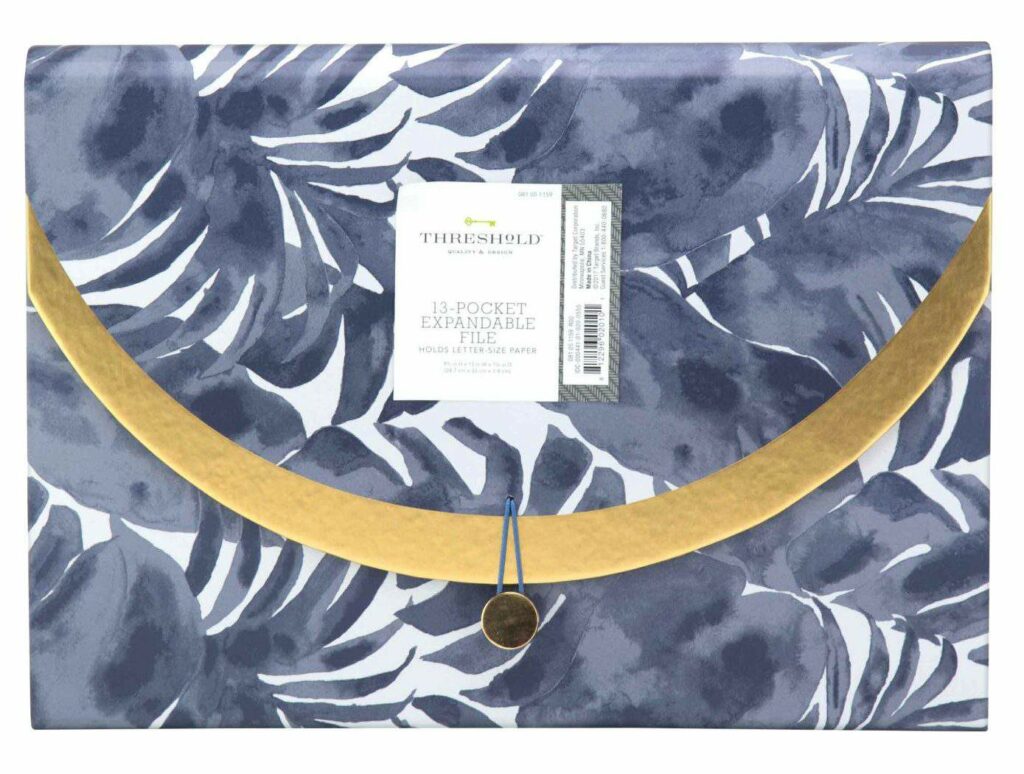 Expandable File Folder, 13pkt, Blue Palm and Gold - Threshold