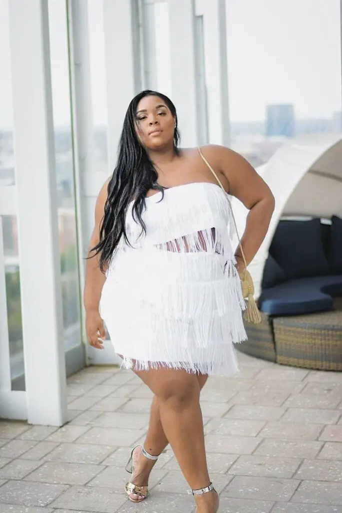 White fringe clearance dress plus size