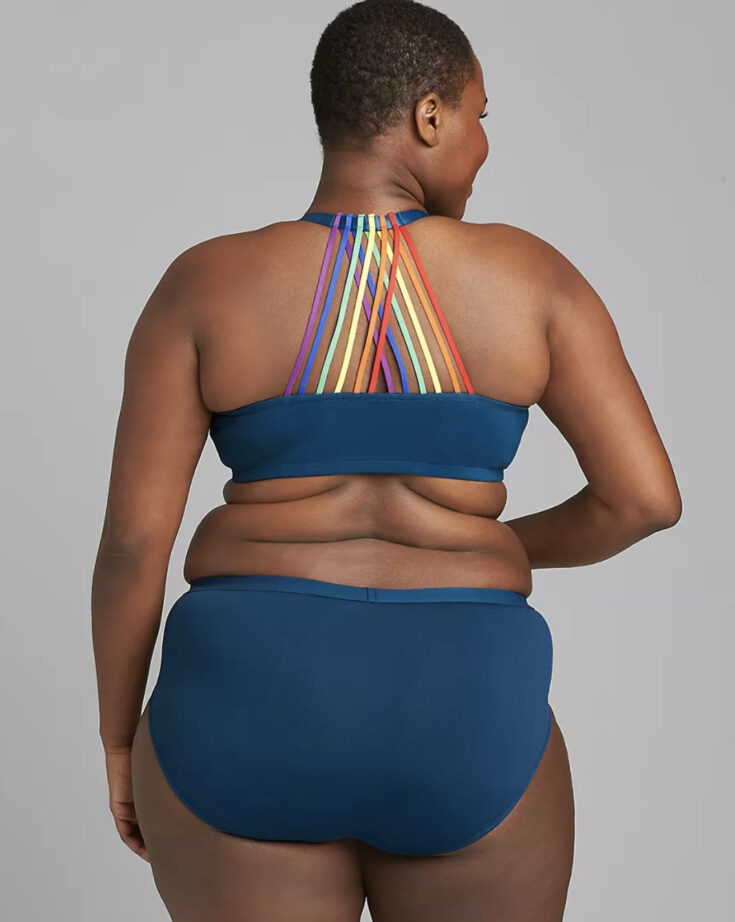 Front Close Cotton Boost Plunge Bra With Rainbow Strappy Back