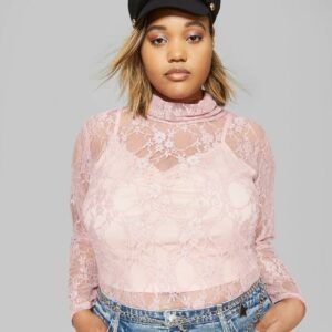 Wild Fable in Plus Sizes at Target- Wild Fable Women's Plus Size Long Sleeve Sheer Lace Turtleneck