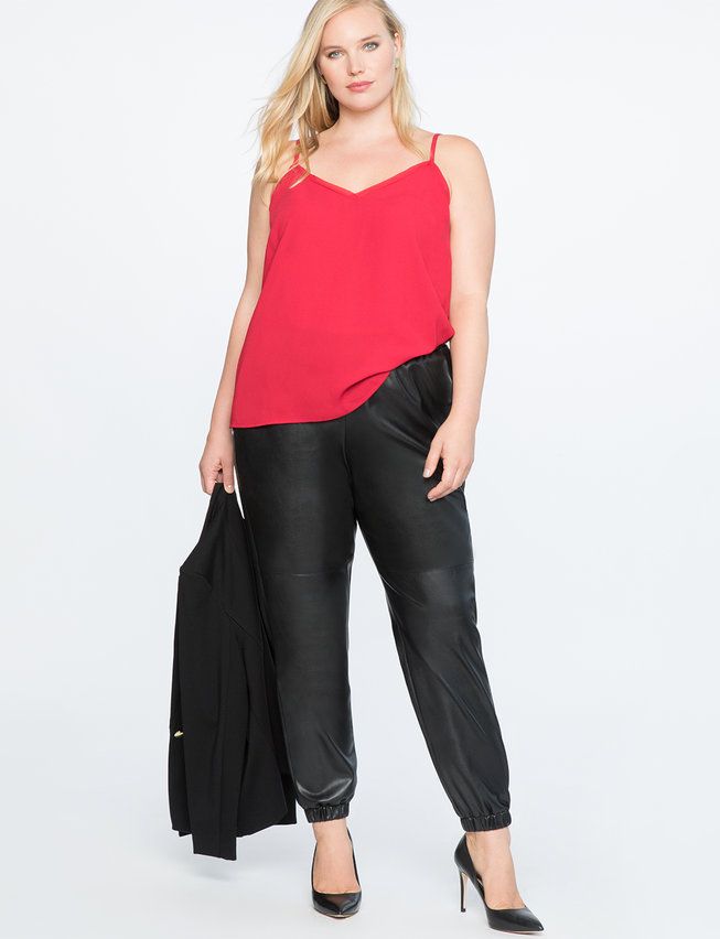 Faux Leather Track Pant