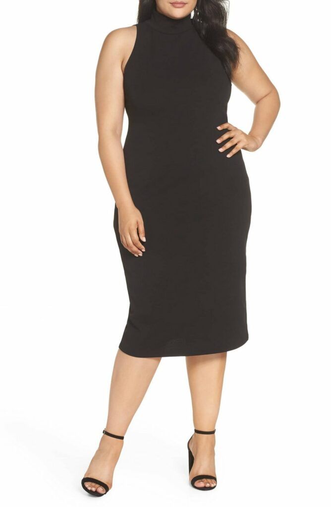 Leith Plus Size Mock Neck Body-Con Dress