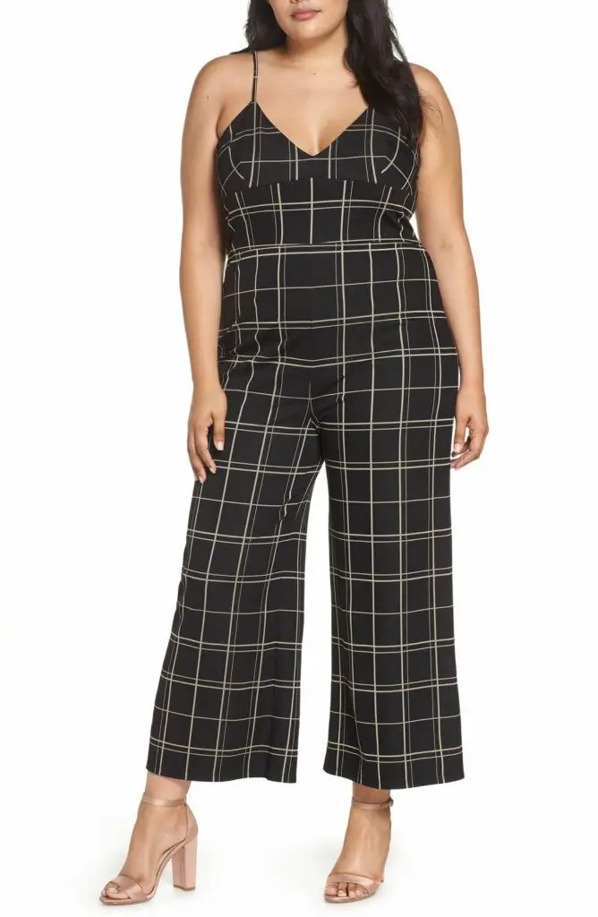 Leith Plus Size Windowpane Check Jumpsuit