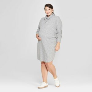 Plus Size Maternity Cowl Neck Sweatshirt Dress