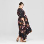 Plus Size Maternity Floral Print Mix Asymmetrical Hem Dress at Target