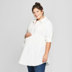 Plus Size Maternity Peplum Hem Woven Shirt at Target