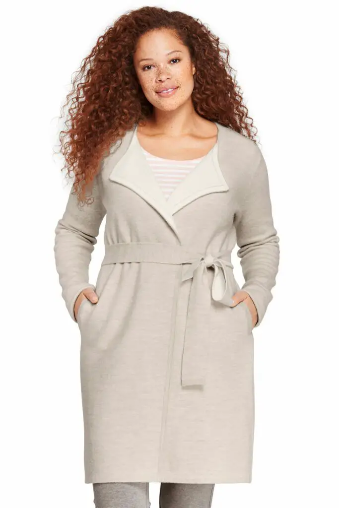 Plus Size Boiled Merino-Cotton Tie Cardigan Sweater
