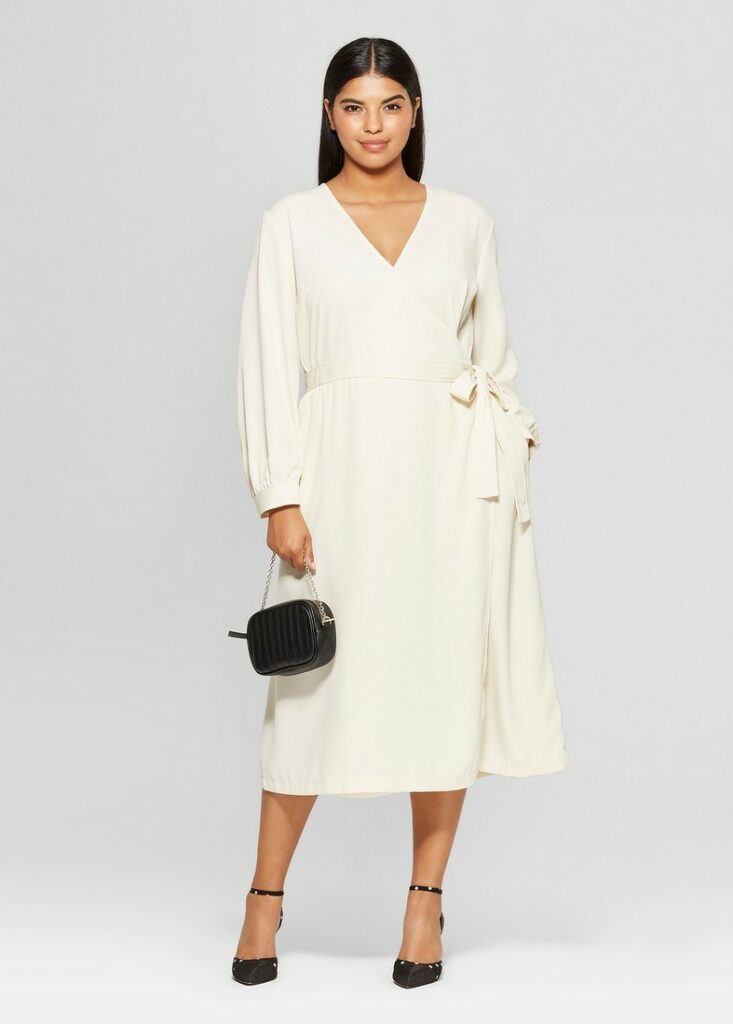 10 Affordable Plus Size Fashion Finds Under $50 - Plus Size Long Sleeve Wrap Midi Dress