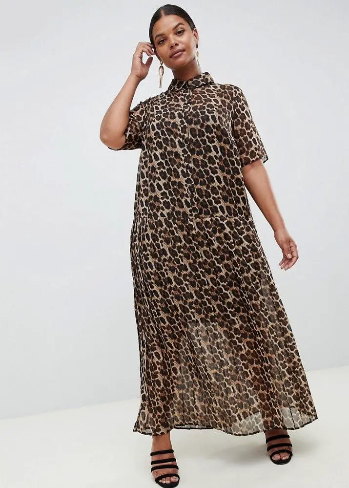 Love a Plus Size Leopard Print, then Check These Out- ASOS DESIGN Curve pleated maxi shirt dress in leopard print