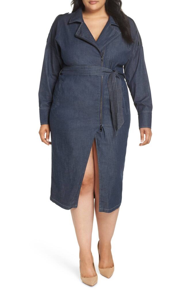 Ashley Graham x Marina Rinaldi Decuria Denim Shirtdress