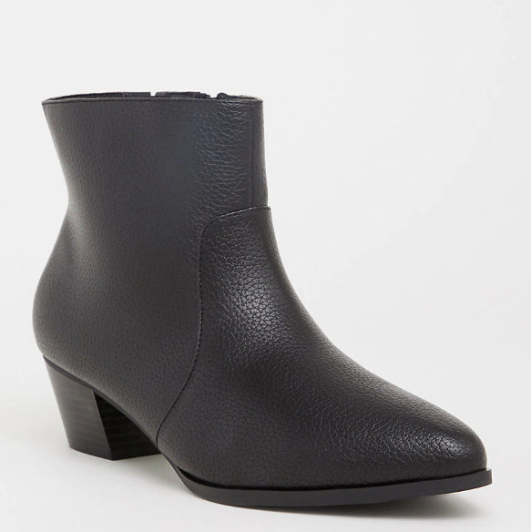 13 Must Rock Wide Width booties for the Fall- Black Faux Leather Pointed Wide Width Bootie