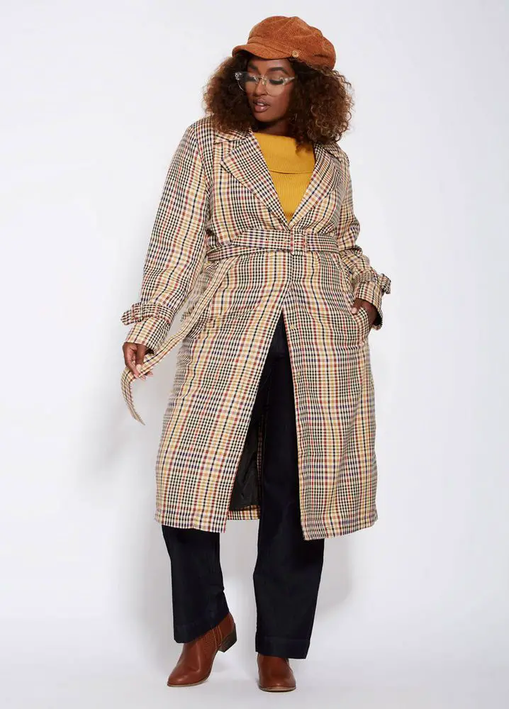 Plus size belted clearance coat