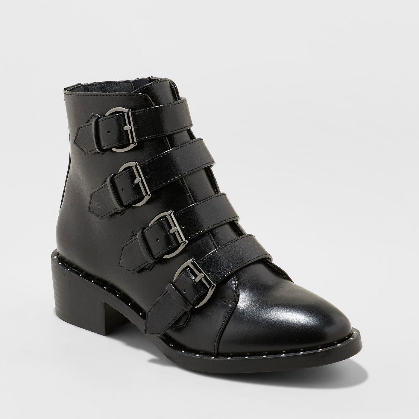 13 Must Rock Wide Width booties for the Fall- Nikko Faux Leather Studded Combat Wide Width Ankle Boot