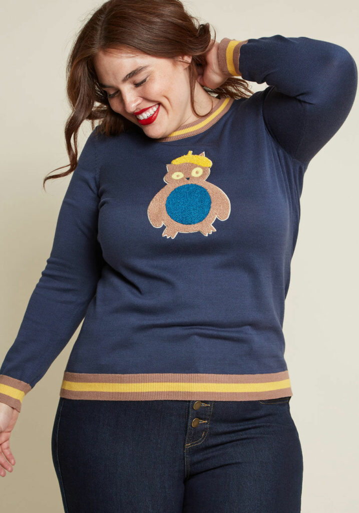 Cute Plus Size Sweaters for Fall- Owl There Is to It Cotton-Modal Sweater