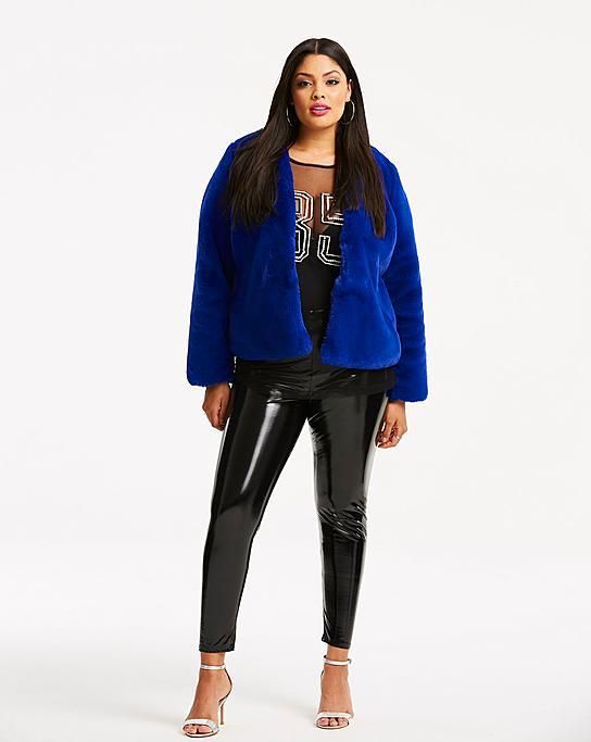 Fall's Bold Hued and Non Black Plus Size Coats to rock-Short Plus Size Faux Fur Coat