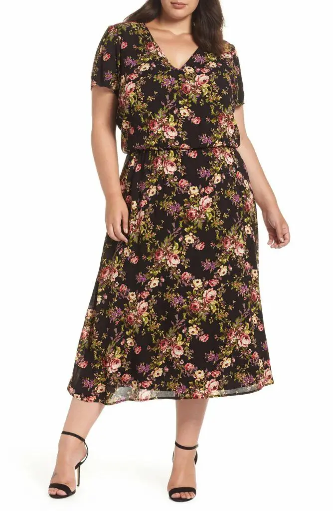 Wayf Plus Size Blouson Midi Dress