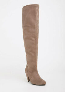 35+ Fall Wide calf boots to rock now- Faux Suede Cone Over the Knee Boot