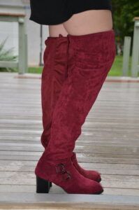 35+ Fall Wide calf boots to rock now- MEGHAN Burgundy Wide Calf Over-the-Knee Boots