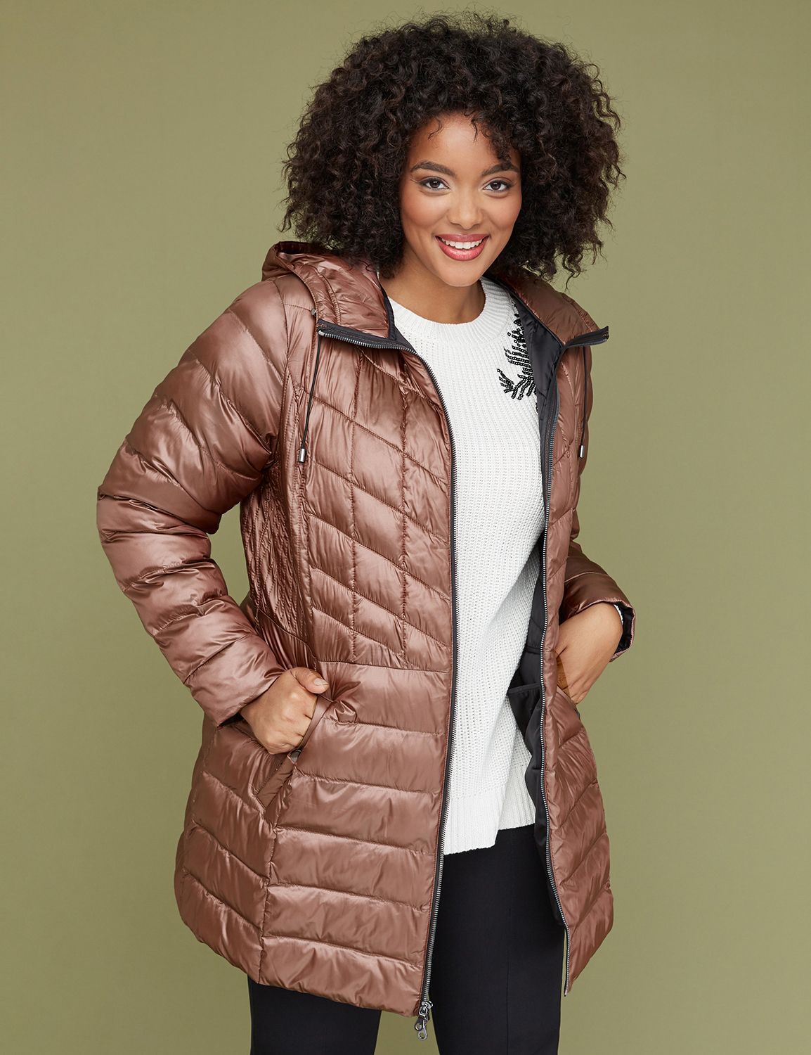 Lane Bryant Plus Size Cold Weather Fashion Finds-Midi Packable Puffer Jacket With Thermoplume Technology
