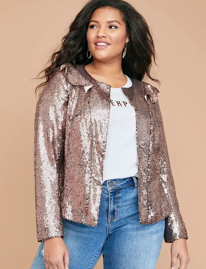 Chic Lane Bryant Gold Sequin Jacket Available in sizes 14 - 28