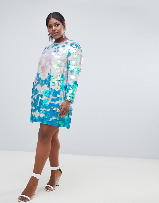 The Best Plus Size Sequins Finds for New Yea's Eve: Disc sequin shift dress by ASOS EDITION Curve
