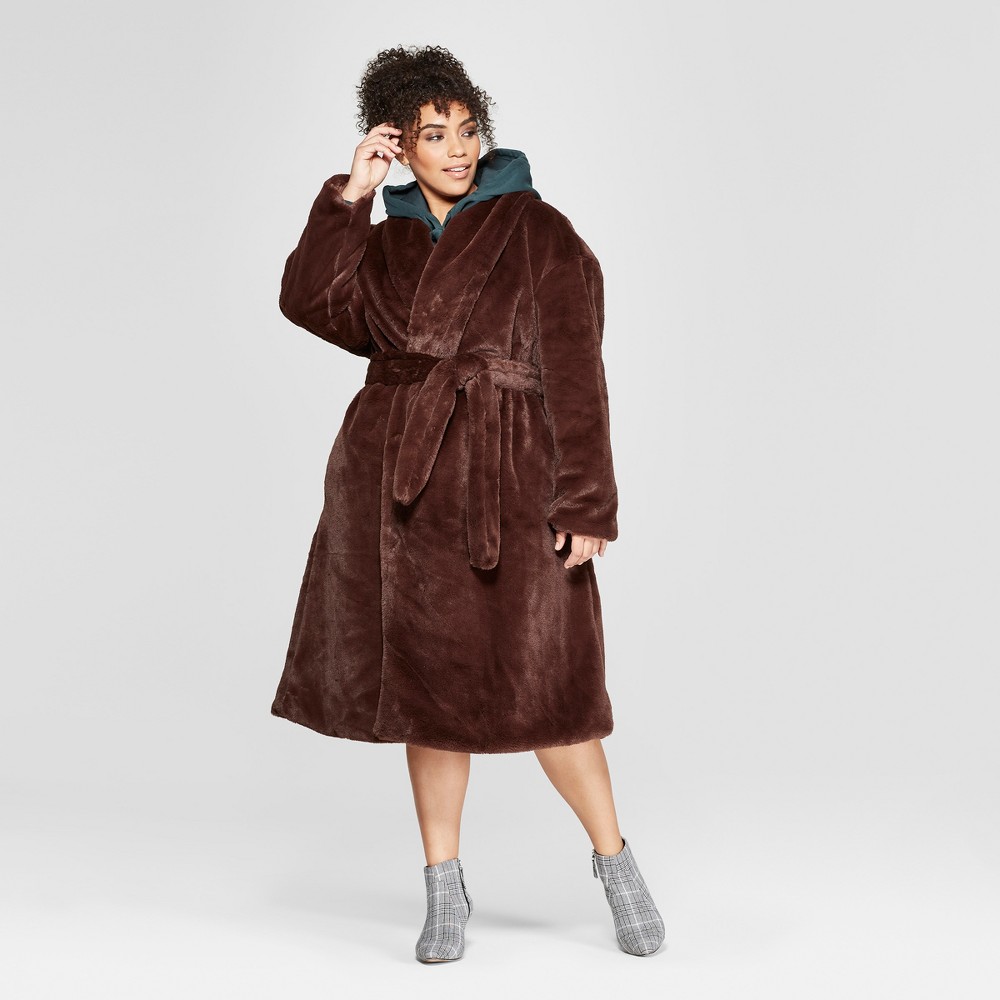 Plus Size Faux Mink Robe Coat