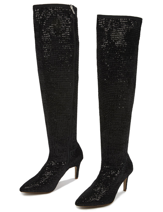 The Best Plus Size Sequins Finds for New Yea's Eve: Sequin Amelia Over The Knee Boot