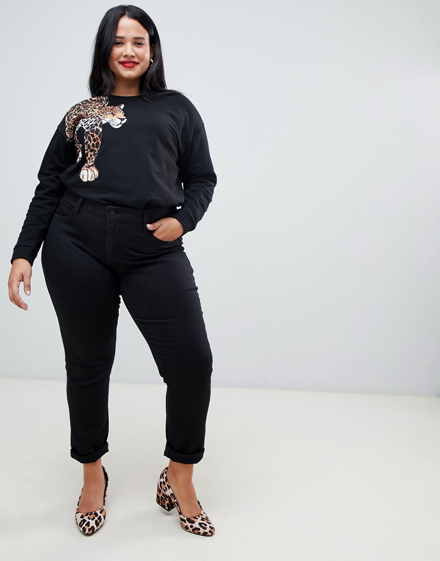 Plus Size Sweaters: ASOS DESIGN Curve sweat with leopard placement print