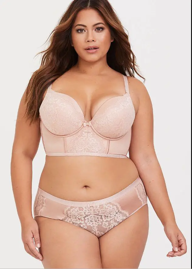 Plus Size Panties for Valentine's Day- Peach Lace & Mesh Hipster Panty