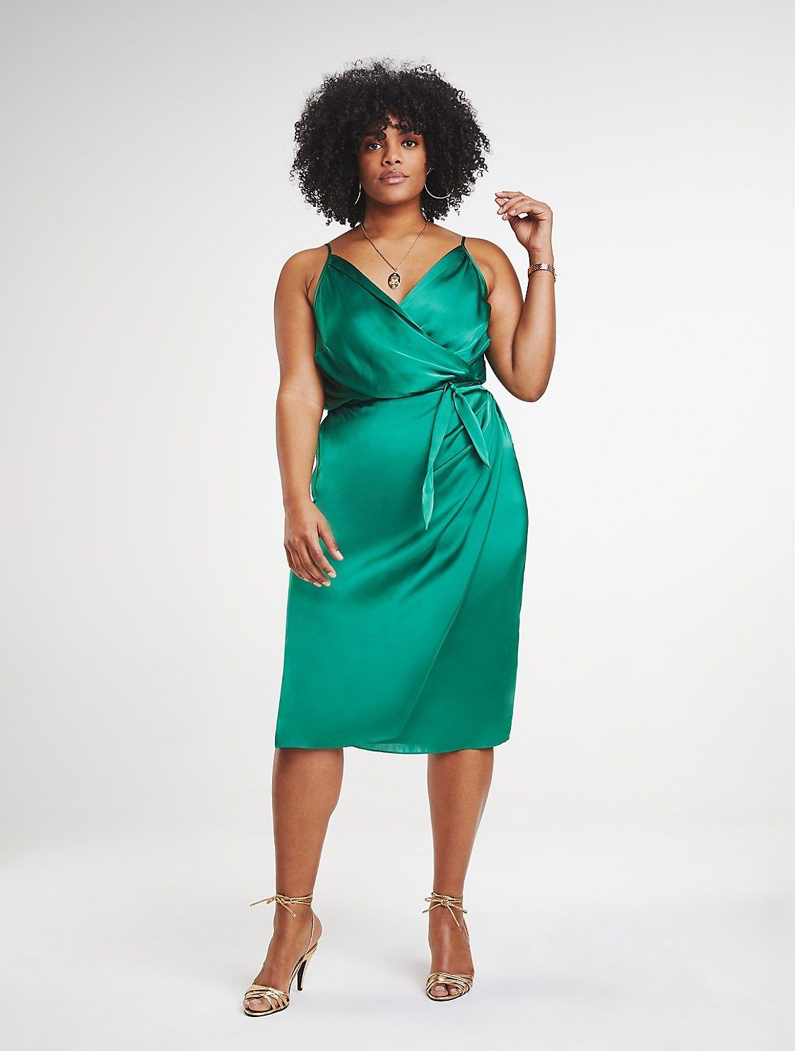 ZENDAYA CURVE Sleeveless SATIN WRAP DRESS